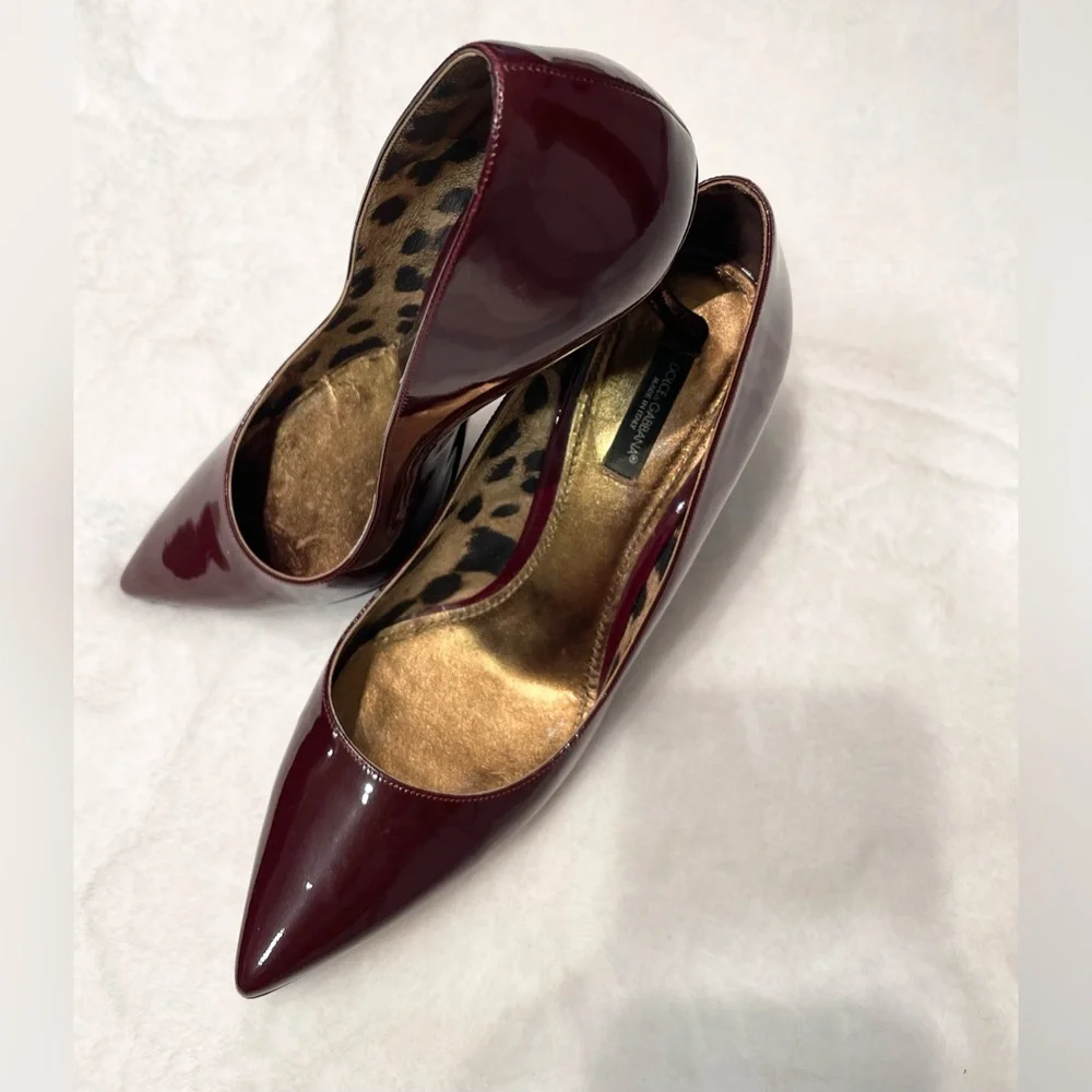 Dolce & Gabbana Deep Burgundy Patent Heels - Picture 2 of 6